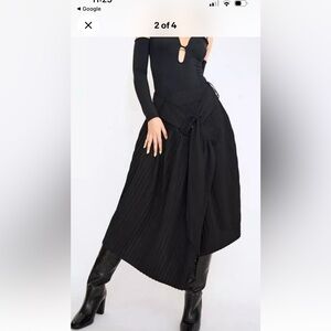 Rokh H&M asymmetrical black wool pleated skirt
